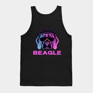 Beagle Synthwave 90s Dog Owner Retro Funny Dog Tank Top